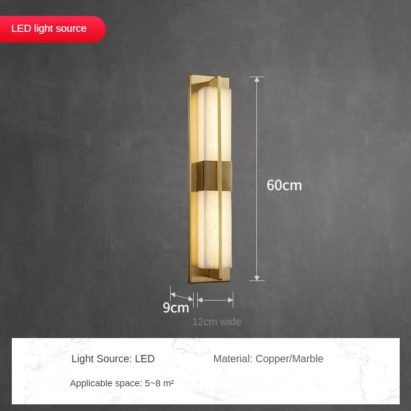 applique murale led en cuivre avec bande de marbre espagnole - vue 9 sur 12