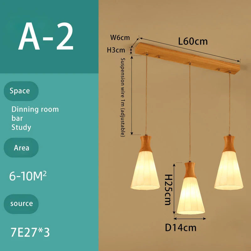 lustre en bois massif et verre luminaire suspendu - vue 14 sur 15