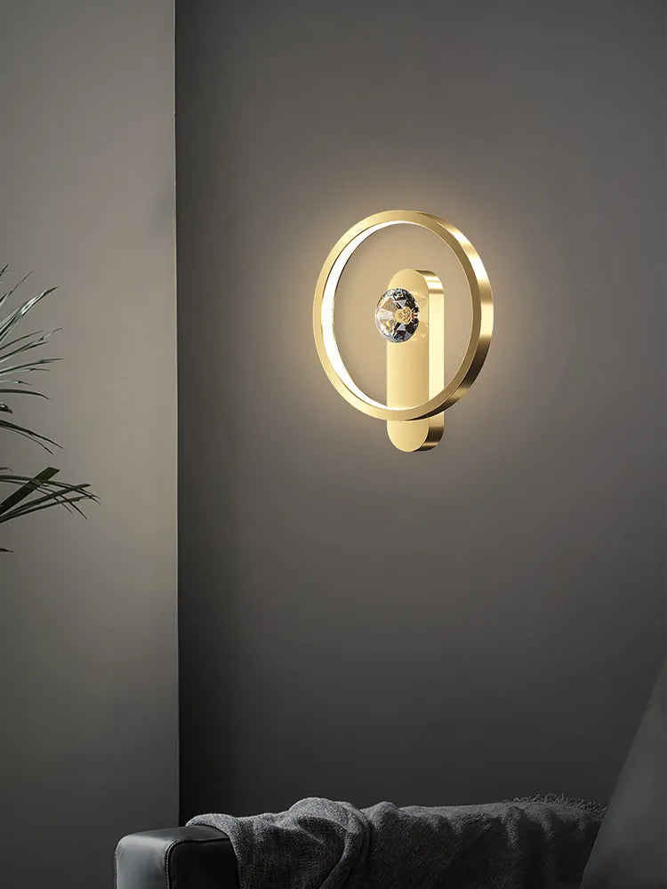 Applique murale nordique tout en cuivre pour chambre à coucher - vue 5 sur 9