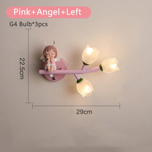 applique murale fille lapin g4 led fleur - vue 18 sur 22