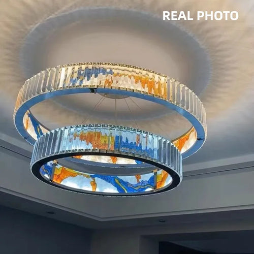lustre led dimmable moderne en acier cercle décoratif - vue 5 sur 14