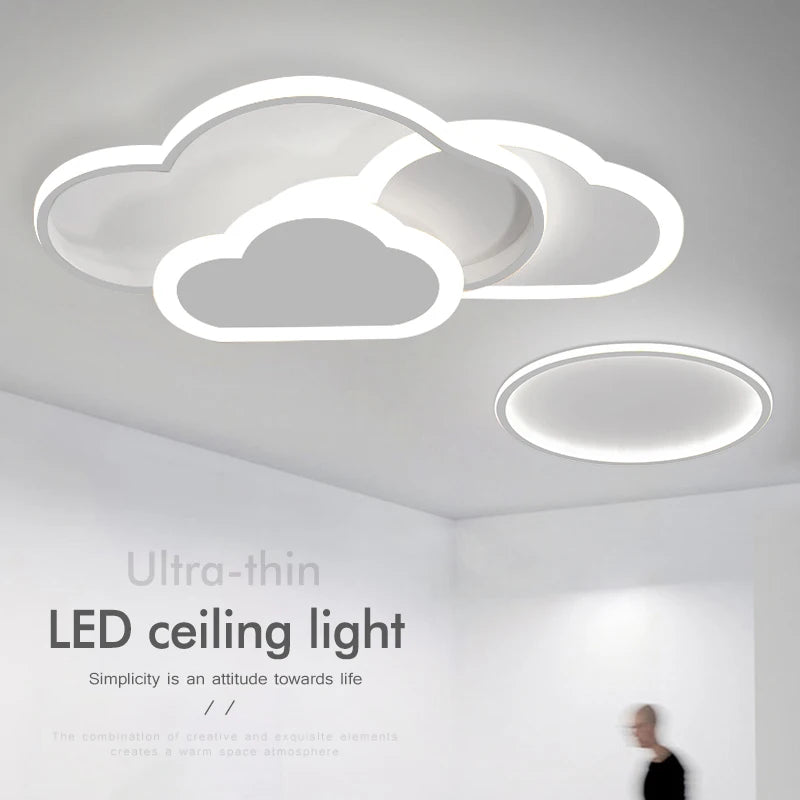 plafonnier led ultra fin avec nuages créatifs éclairage intelligent - vue 6 sur 26
