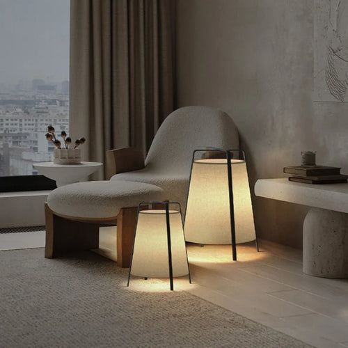 lampadaire led en tissu rétro japonais design moderne décoratif - vue 2 sur 7