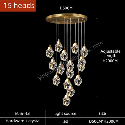 lustre en cristal suspendu pour un éclairage élégant et moderne - vue 13 sur 14