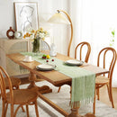 Chemin de table boheme rustique tresse a franges