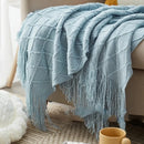 plaid tricoté jacquard motif carreaux style nordique
