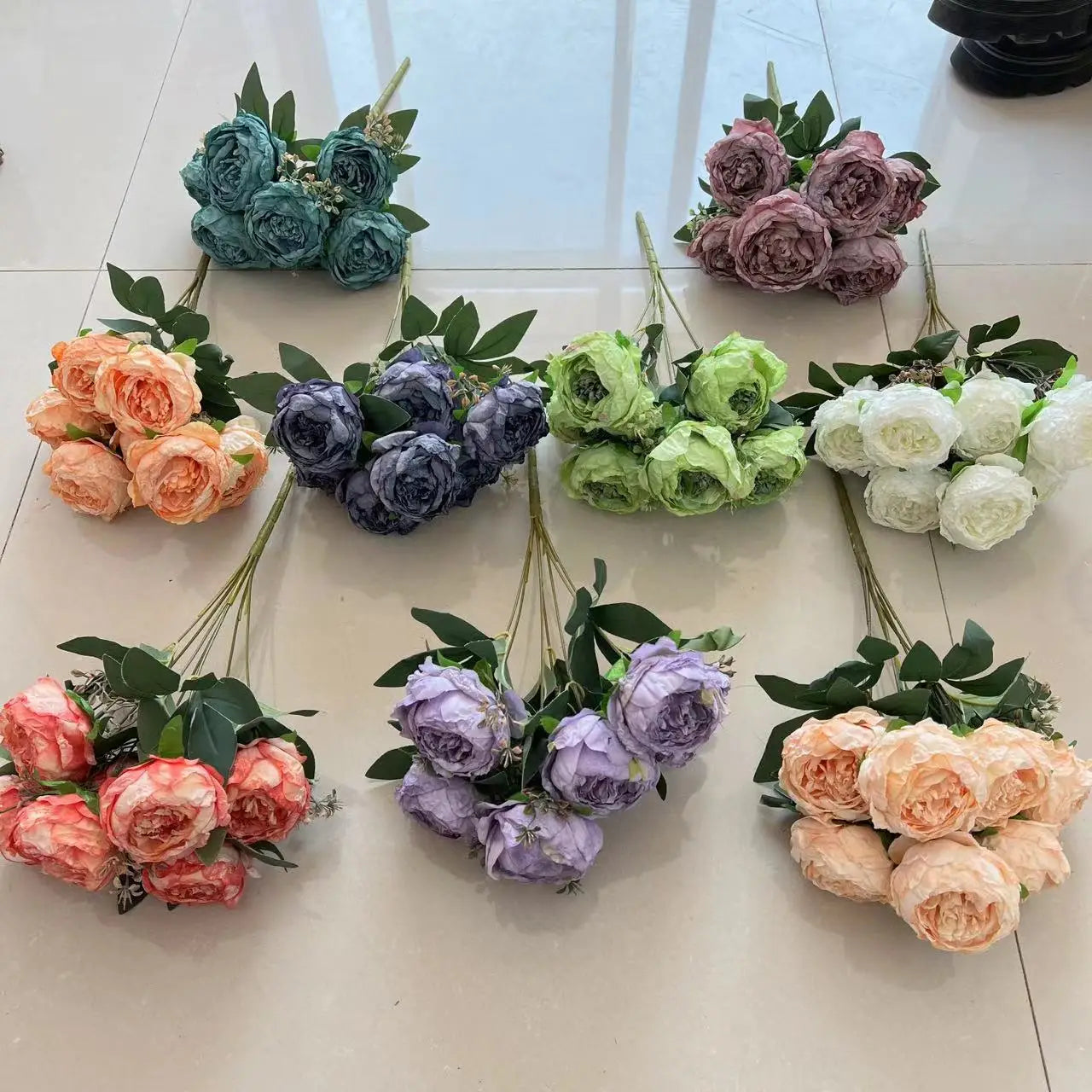 fleurs artificielles bouquet de pivoines pour mariage et décoration - vue 4 sur 13