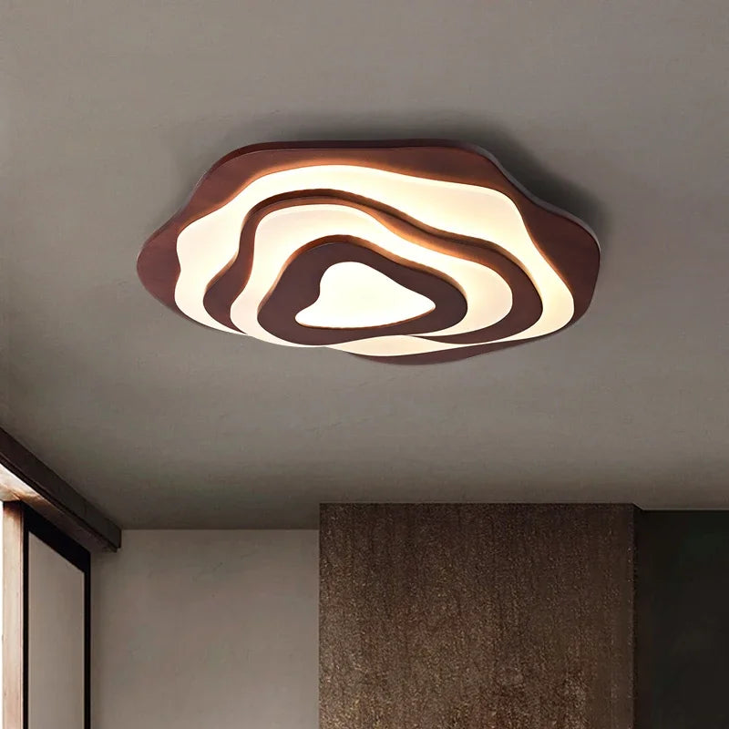 plafonnier led en bois design nordique avec télécommande - vue 3 sur 12