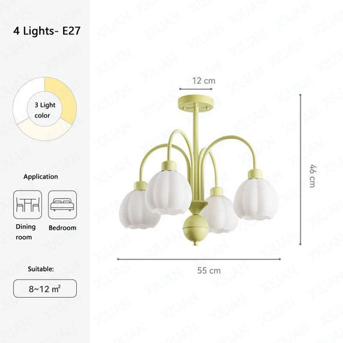 lustre européen en verre de citrouille éclairage led pour intérieur - vue 8 sur 10