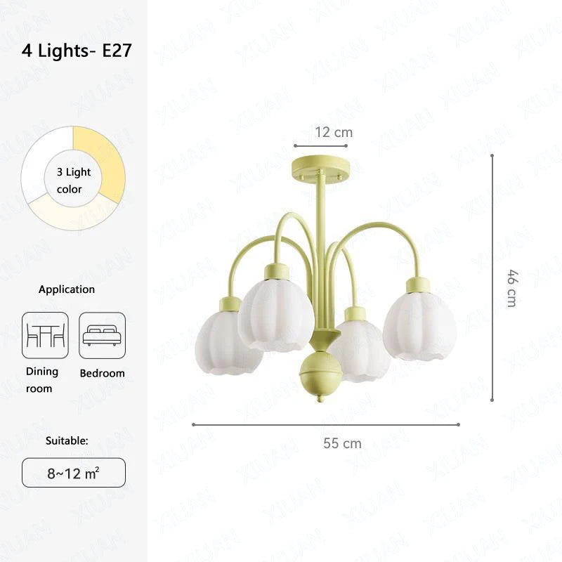 lustre européen en verre de citrouille éclairage led pour intérieur - vue 7 sur 10