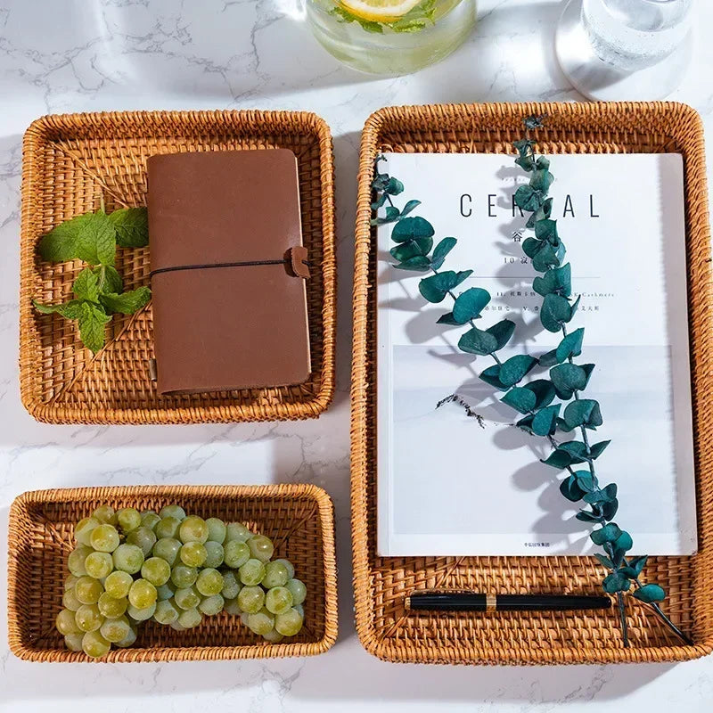 panier en rotin tissé pour rangement et décoration artisanale - vue 3 sur 9