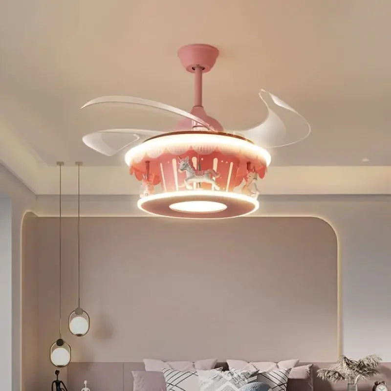 plafonnier led carrousel créative dessin animé luminaire pour filles - vue 4 sur 8