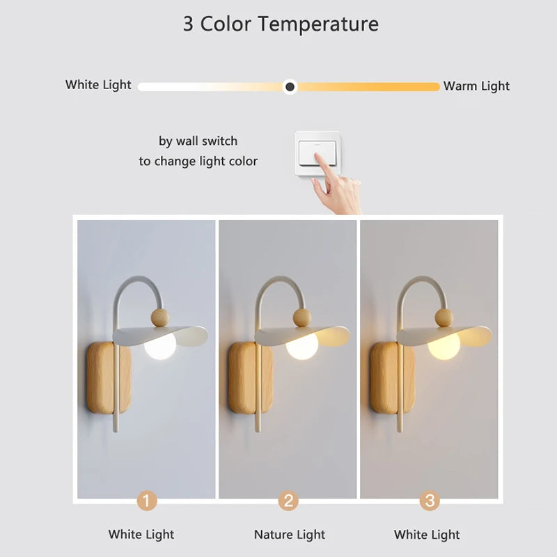 applique murale nordique en bois led pour bureau restaurant - vue 7 sur 7
