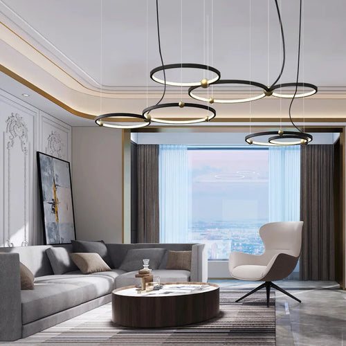 suspension moderne à anneau led pour décoration intérieure - vue 5 sur 9