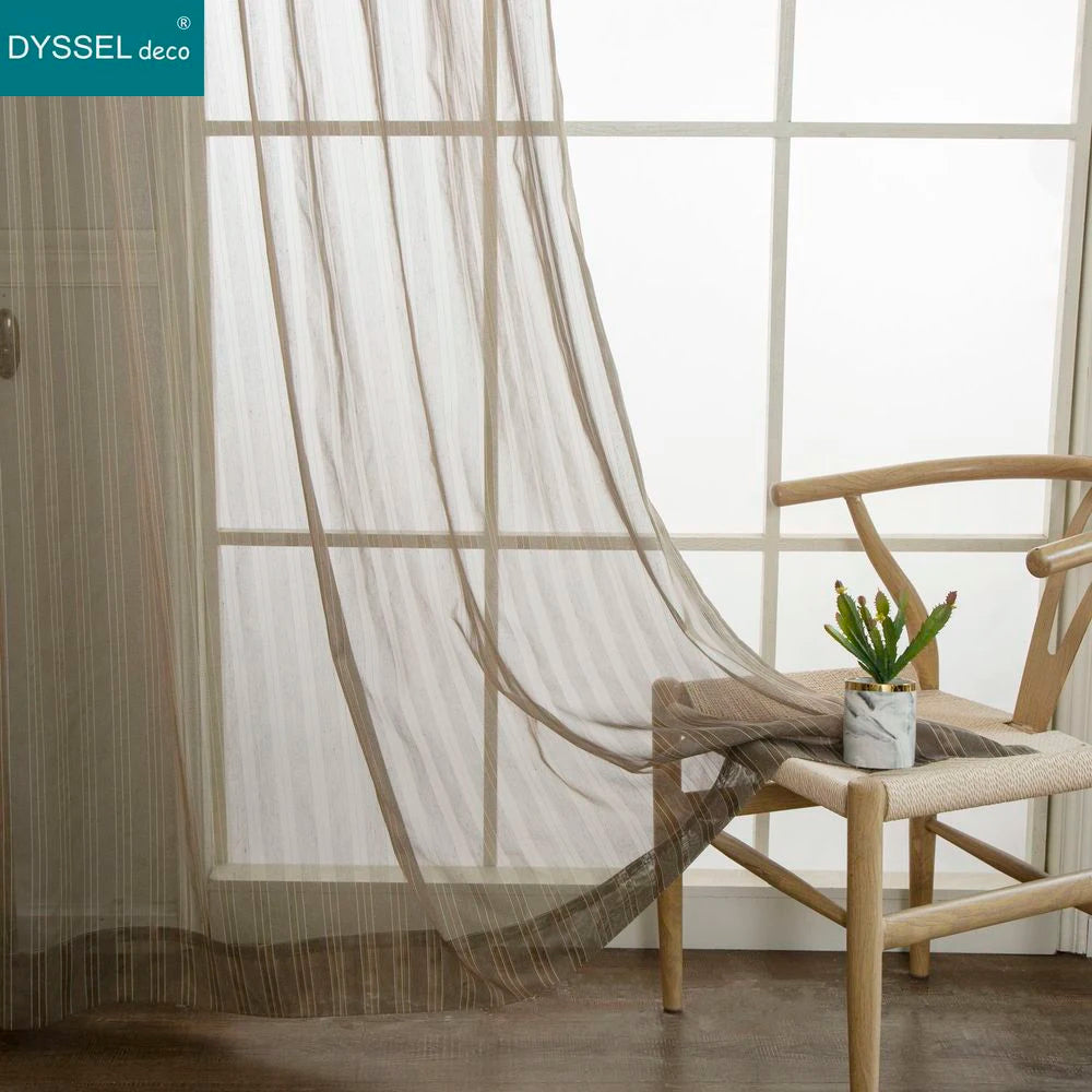 Voilage tulle rayures style moderne pour salon chambre