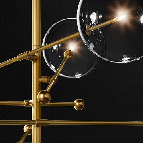 SANDYHA Art moderne boule de verre lustres Design nordique noir or lampe à LED pour salon chambre décor à la maison suspension - vue 6 sur 15
