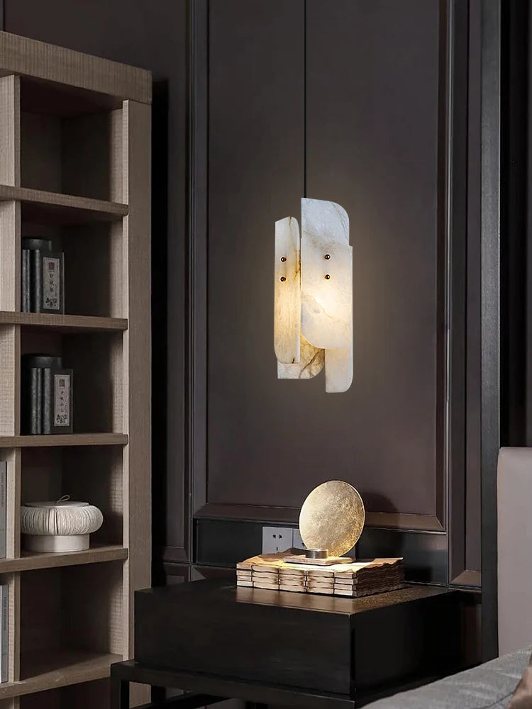 lustre moderne en marbre naturel au design minimaliste - vue 3 sur 7