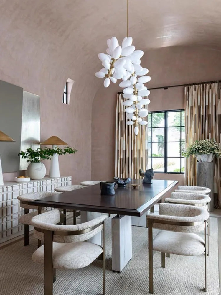 Modern Luxury  White Glass Grape Shaped Duplex Villa Chandelier, Living Room, Dining Room, Hotel Circular Decorative Chandelier - vue 4 sur 15