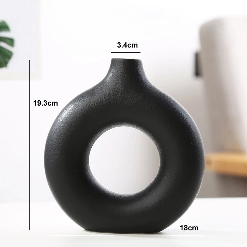 vase circulaire en céramique pour décoration intérieure et fleurs - vue 7 sur 12