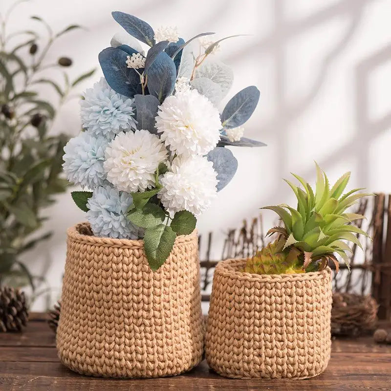 panier de rangement en corde de coton pour plantes et décorations - vue 4 sur 9
