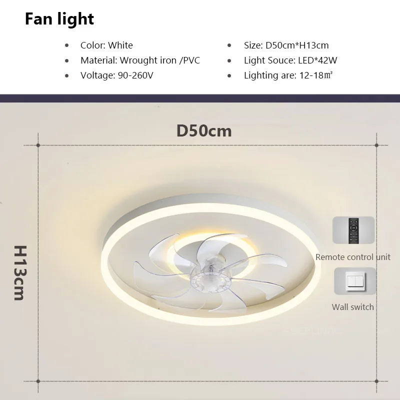 plafonnier led moderne avec ventilateur et télécommande décoratif pour la maison - vue 13 sur 14