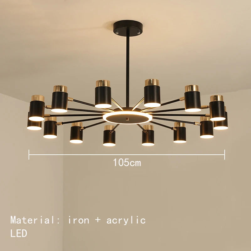 lustre led rotatif en métal avec 3 gradations suspendues - vue 8 sur 11