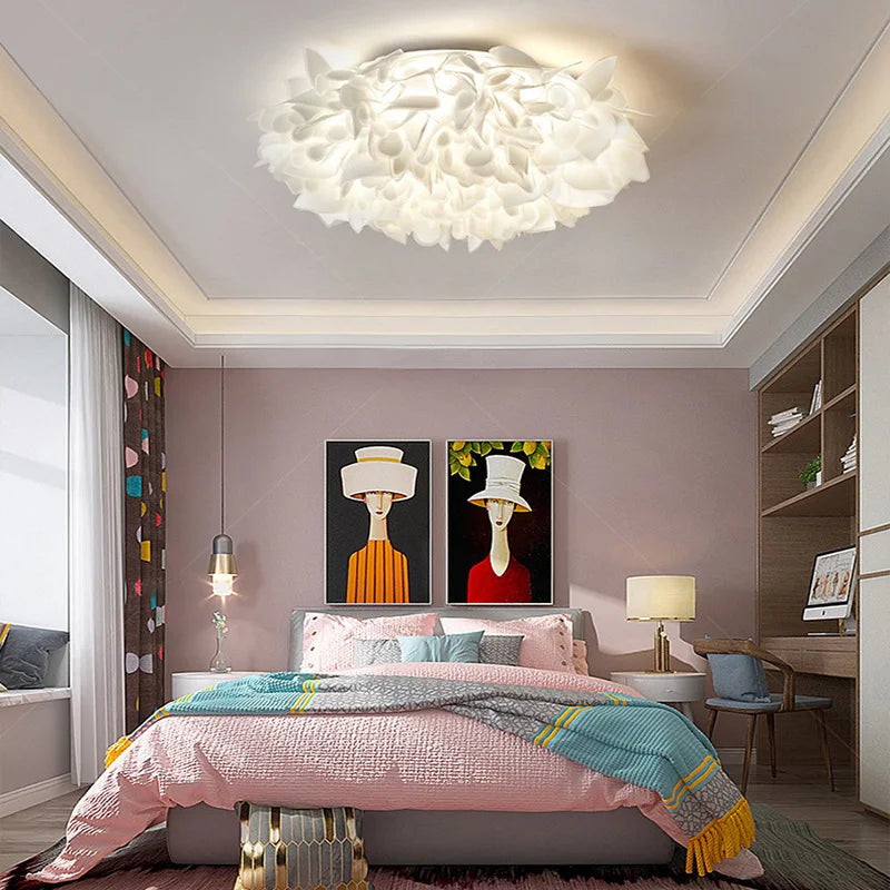 plafonnier led fleur romantique dimmable avec télécommande pvc - vue 6 sur 12