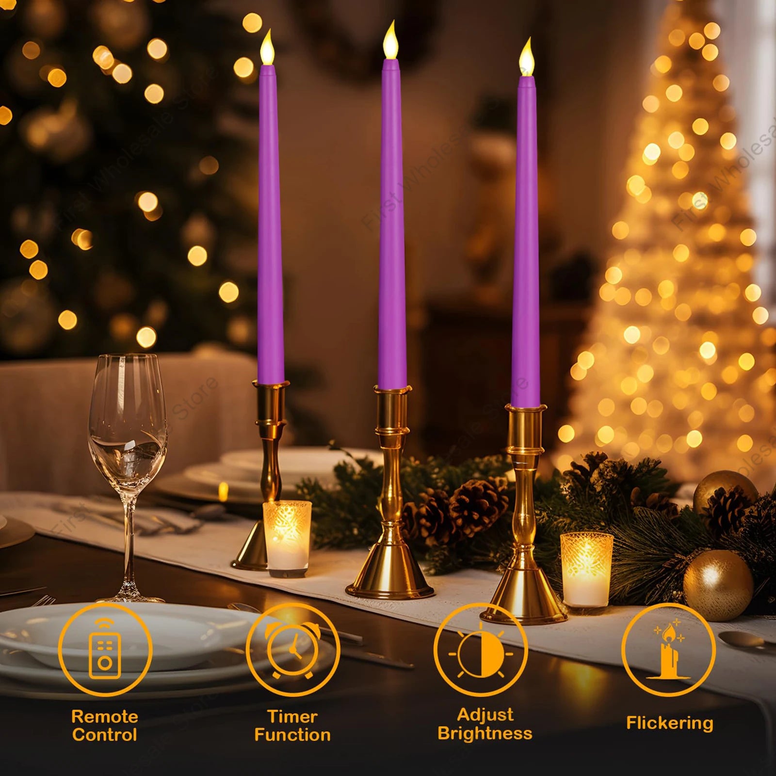 lot de 4 à 72 bougies LED scintillantes sans flamme avec télécommande - vue 5 sur 14