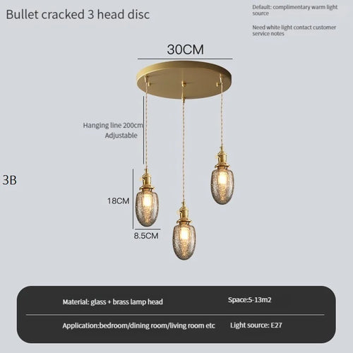 lustre vintage edison avec ombre en verre cristal pour bar loft - vue 11 sur 22