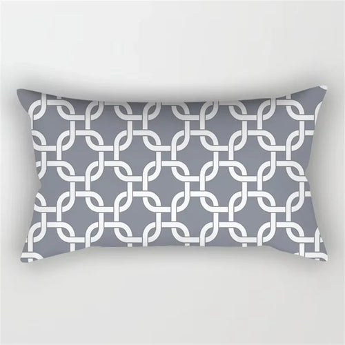 housse de coussin décorative géométrique gris patchwork moderne