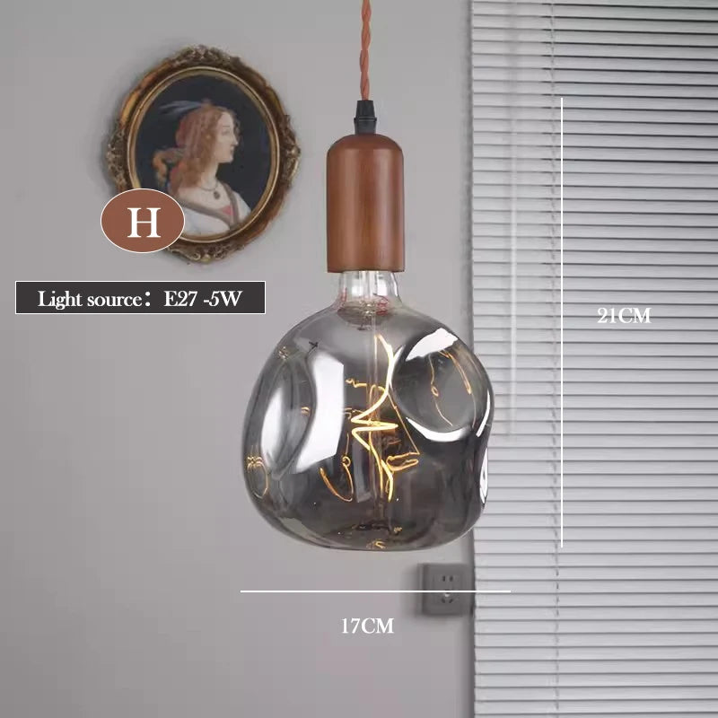 lustre en verre d'art rétro en bois massif créatif pour décoration intérieure - vue 22 sur 25
