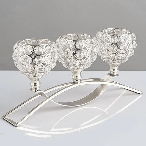 bougeoirs en métal chandelier cristal pour décorations festives - vue 3 sur 12