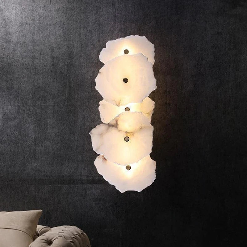 applique murale led créative feuilles de marbre pour hôtel de luxe