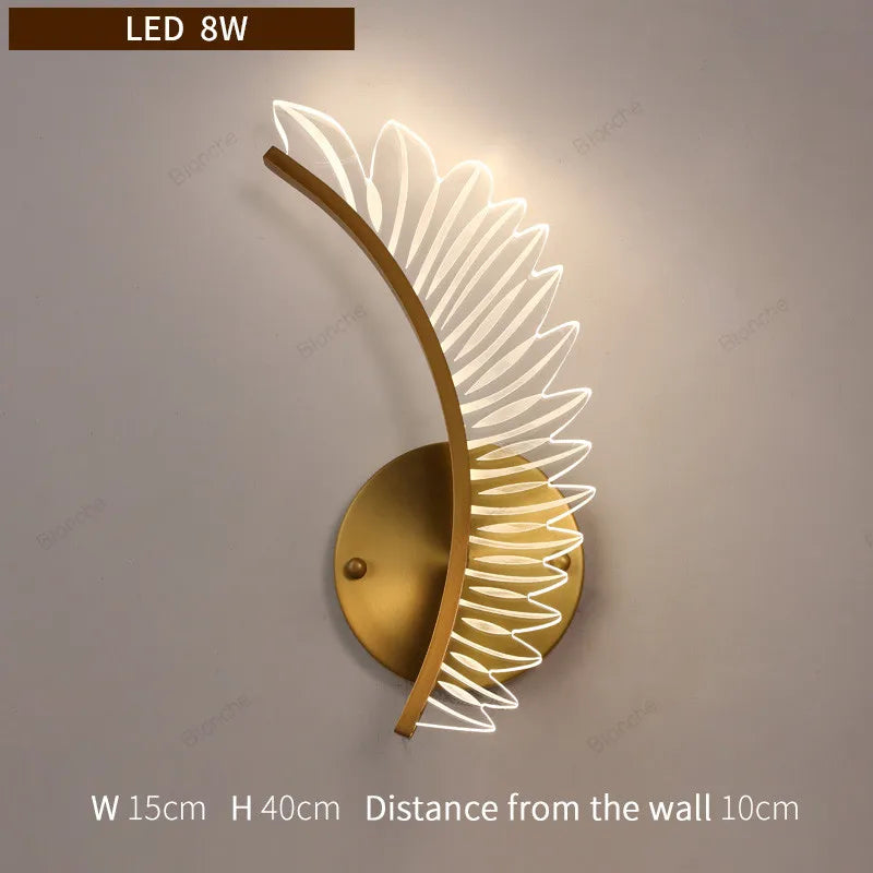 applique murale créative en forme d'aile dorée pour intérieur - vue 8 sur 9
