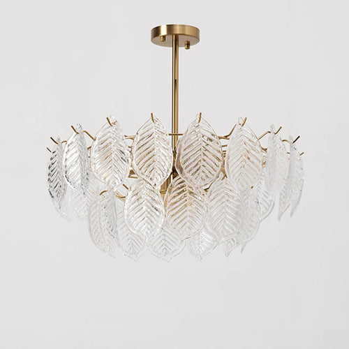 lustre moderne en verre suspendu avec décoration de feuilles - vue 7 sur 11
