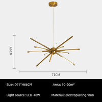 lustre vintage design spoutnik à branches en fer