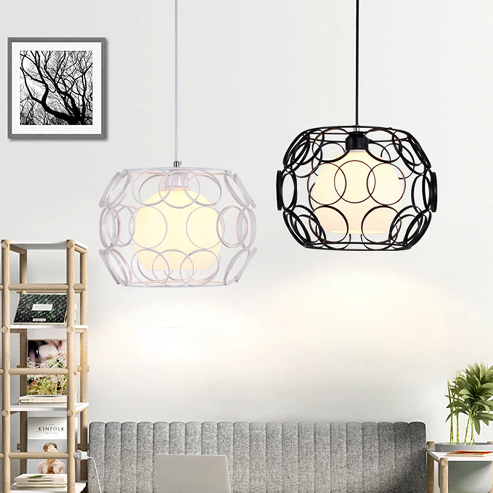 lustre industriel rétro en fer avec lumière led moderne - vue 4 sur 12