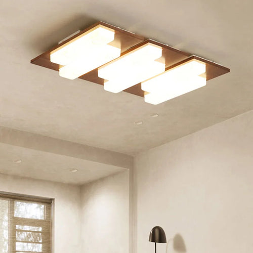 plafonniers led modernes en bois véritable 4/6/9 têtes luminaire intérieur - vue 2 sur 12