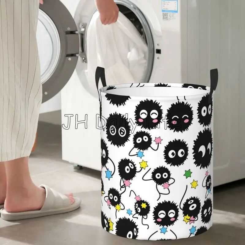 panier à linge pliable en tissu imperméable motif mignon pour vêtements et jouets - vue 9 sur 12