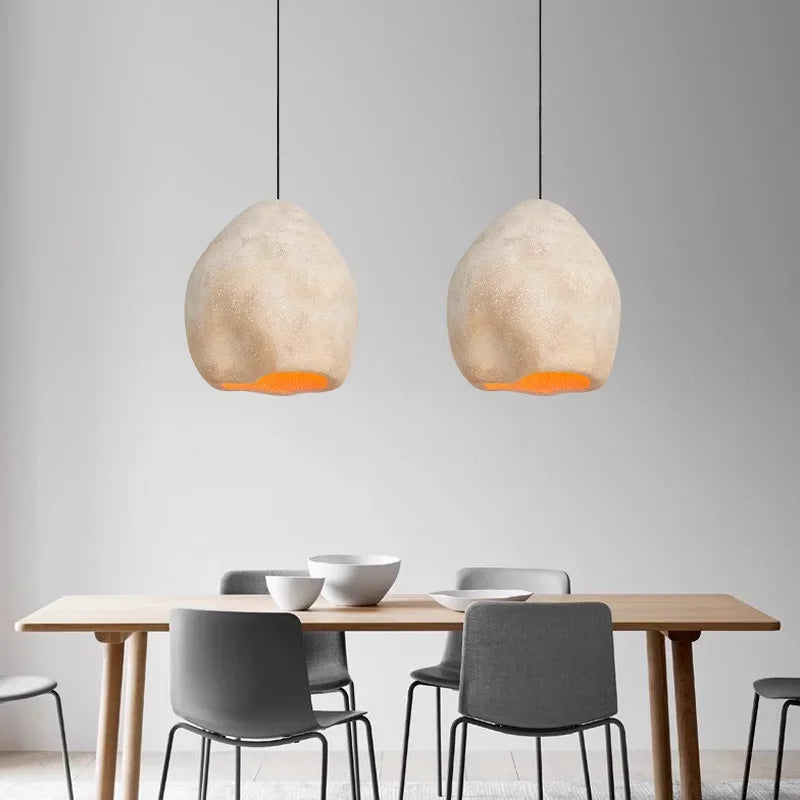 lustre à led moderne wabi sabi pour décoration intérieure et ambiance chaleureuse - vue 3 sur 8