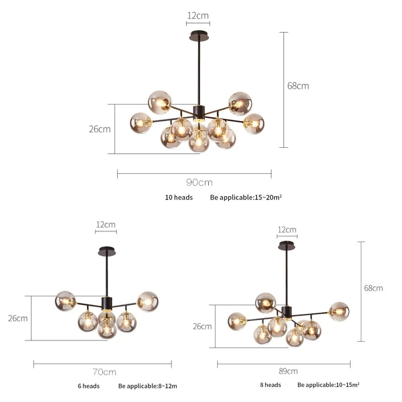 lustre en verre nordique suspension moderne pour décoration intérieure - vue 5 sur 8