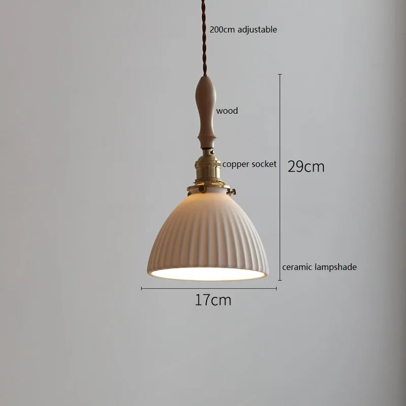 Suspension style japonais en céramique et bois de frêne vintage - vue 24 sur 29