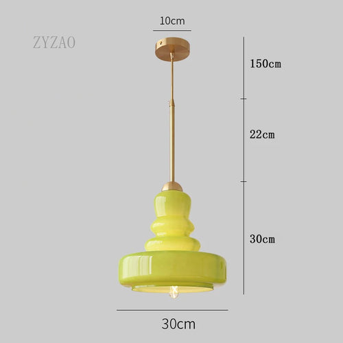 suspension rétro nordique bauhaus en verre gourde pour éclairage - vue 10 sur 9