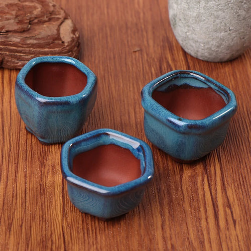mini pots à bonsaï en céramique pour plantes succulentes artisanaux - vue 4 sur 7