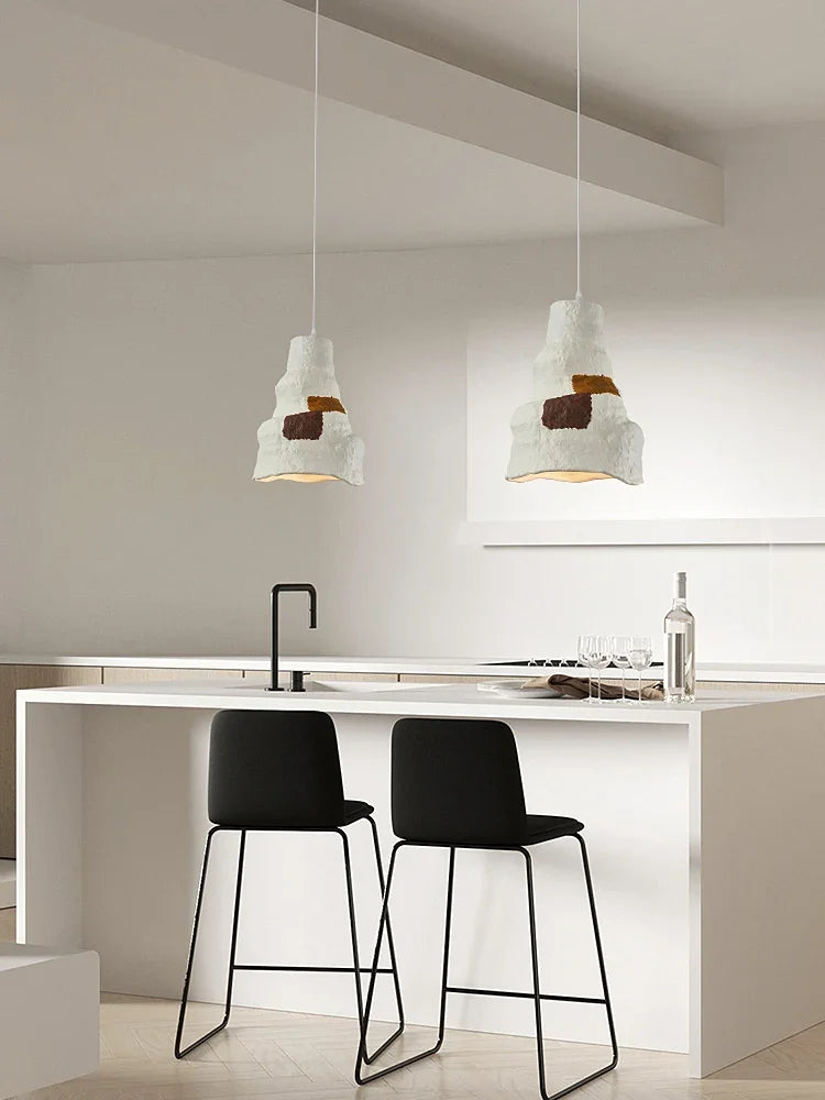 Nordic Wabi Sabi E27 Restaurant Pendant Chandeliers Lustre Living Room Lighting Designer Modern Cafe Bar LED Decor Hanging Lamps - vue 6 sur 11
