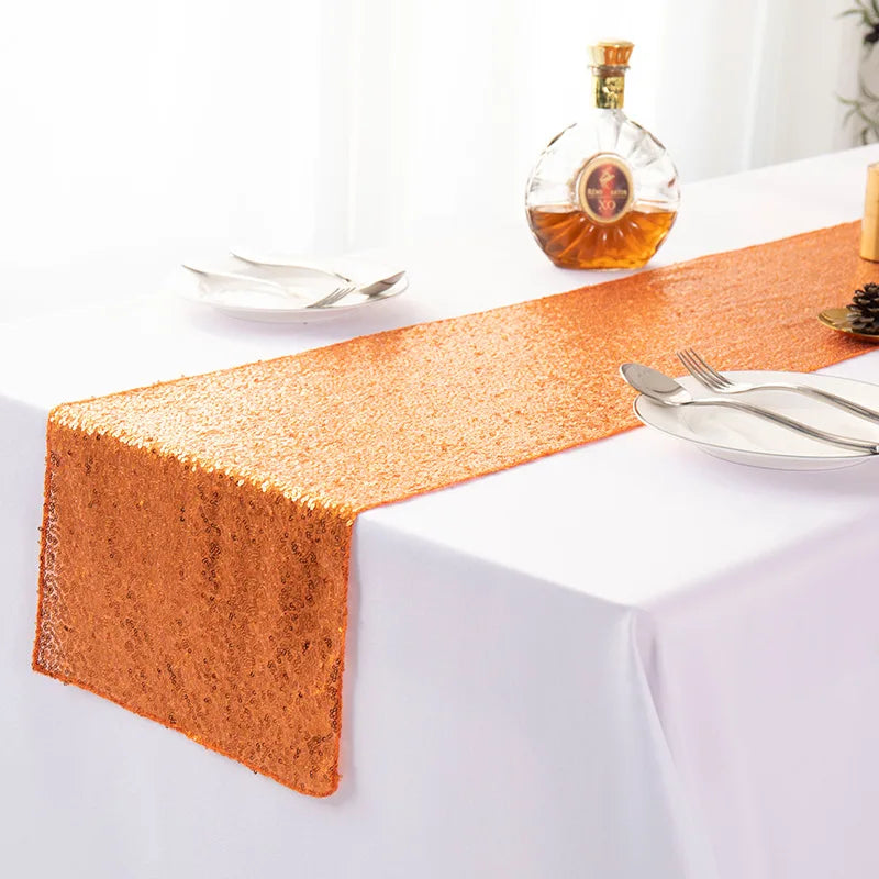 Chemin de table pailleté orange déco fête mariage