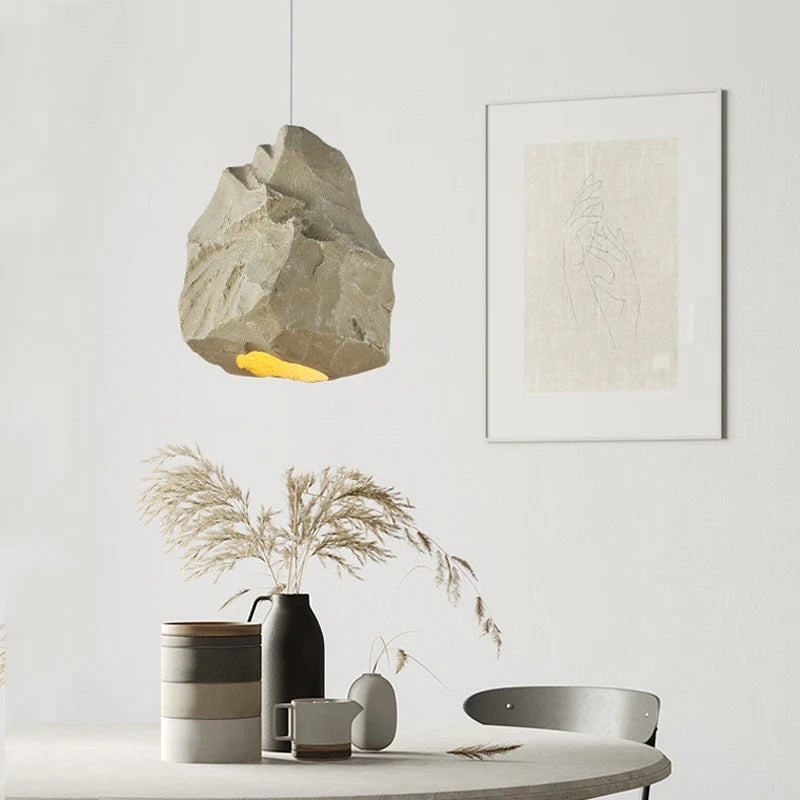 lustre nordique fait main imitation pierre style wabi sabi - vue 3 sur 7