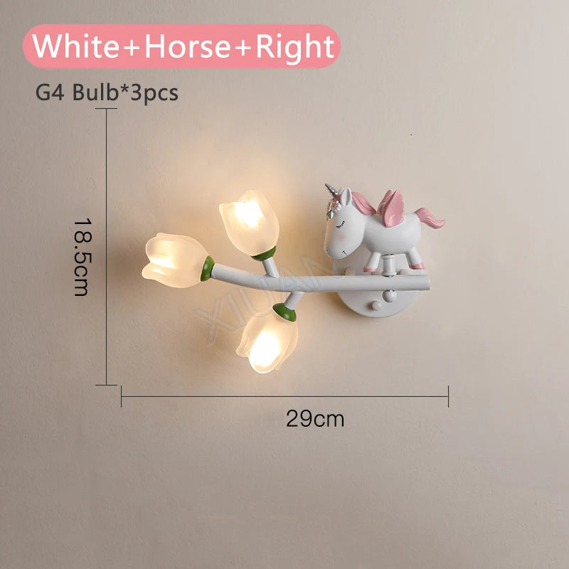 applique murale fille lapin g4 led fleur - vue 12 sur 22