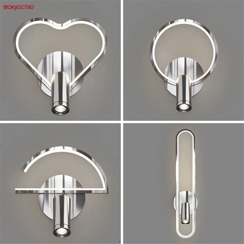 applique murale à led moderne en chrome pour intérieur design - vue 2 sur 16