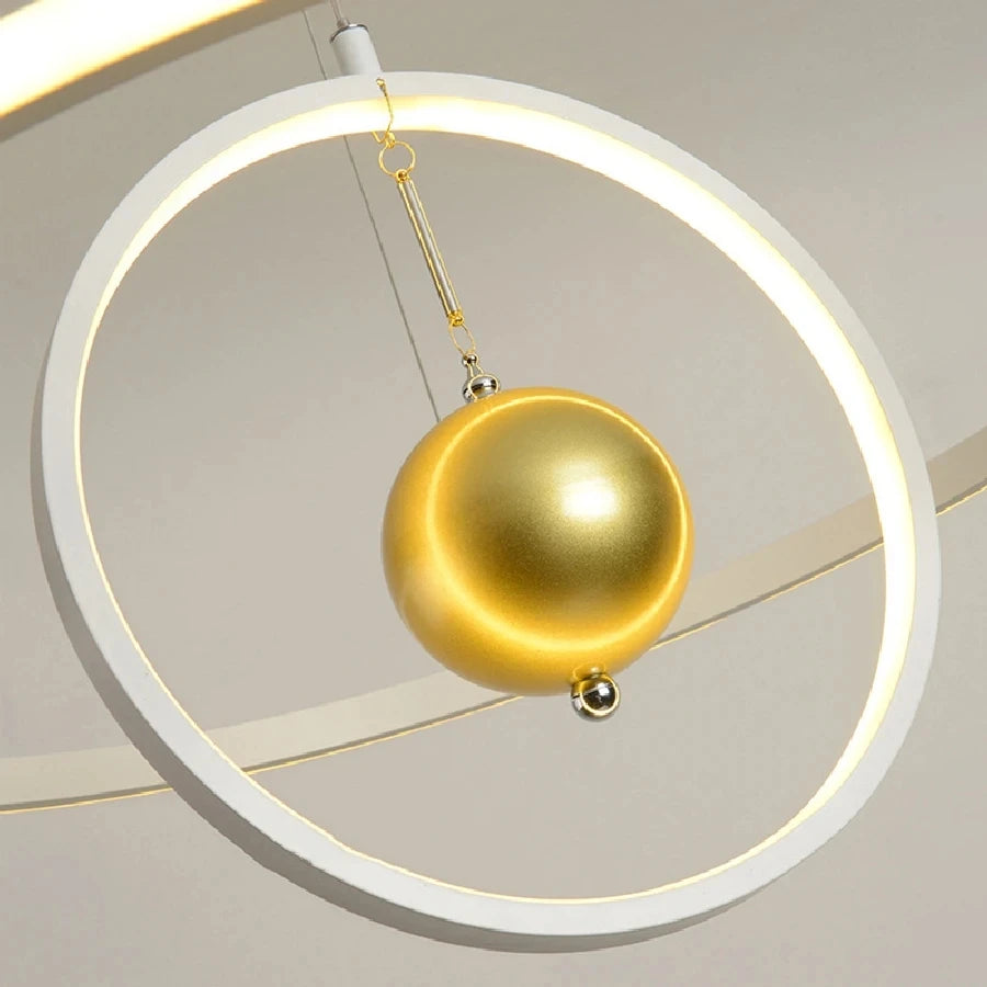 lustre circulaire en boule de fer avec luminaires led pour décoration - vue 4 sur 8